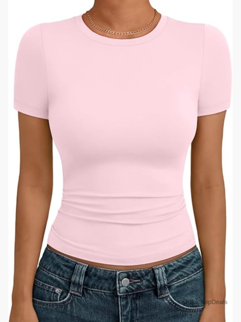 Stretchy Soft Fitted T-Shirt For Workout Gym Yoga Going Out